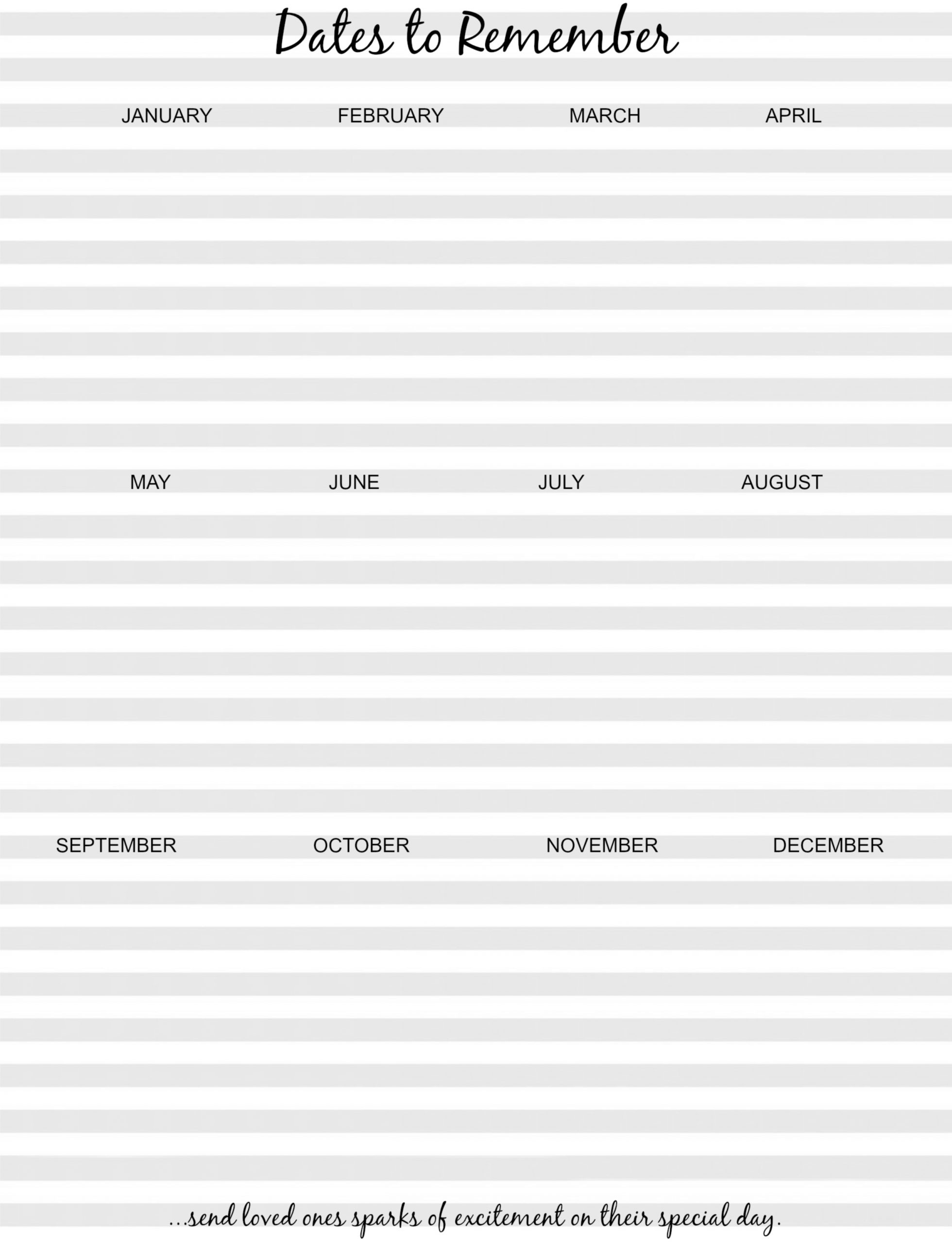 Dates To Remember Free Printable Its Overflowing