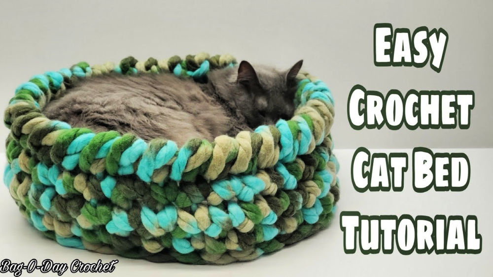 14 Free Crochet Cat Bed Patterns